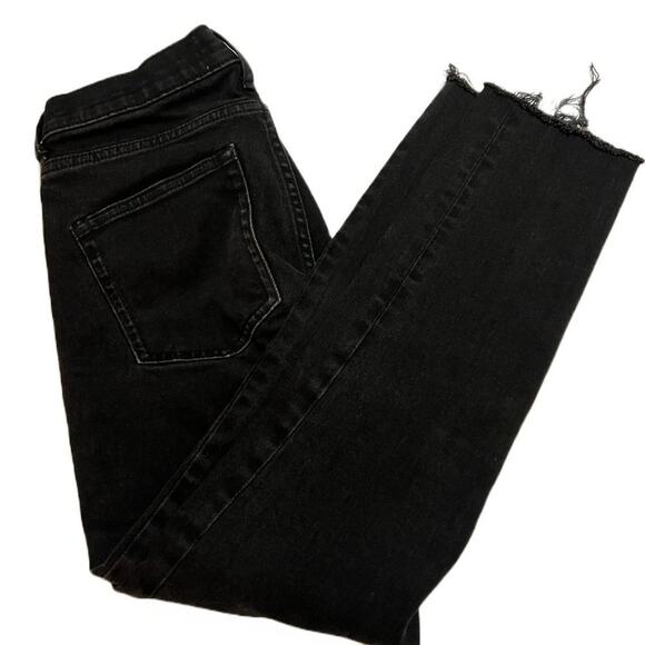 Everlane Black Skinny Jeans Women’s Size 27 | Fray Hem Slit Ankle Denim Stretch - Picture 1 of 8